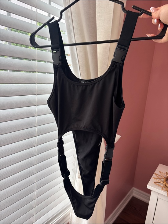 SHEIN Tops - Black Buckle-Back One-Piece bodysuit